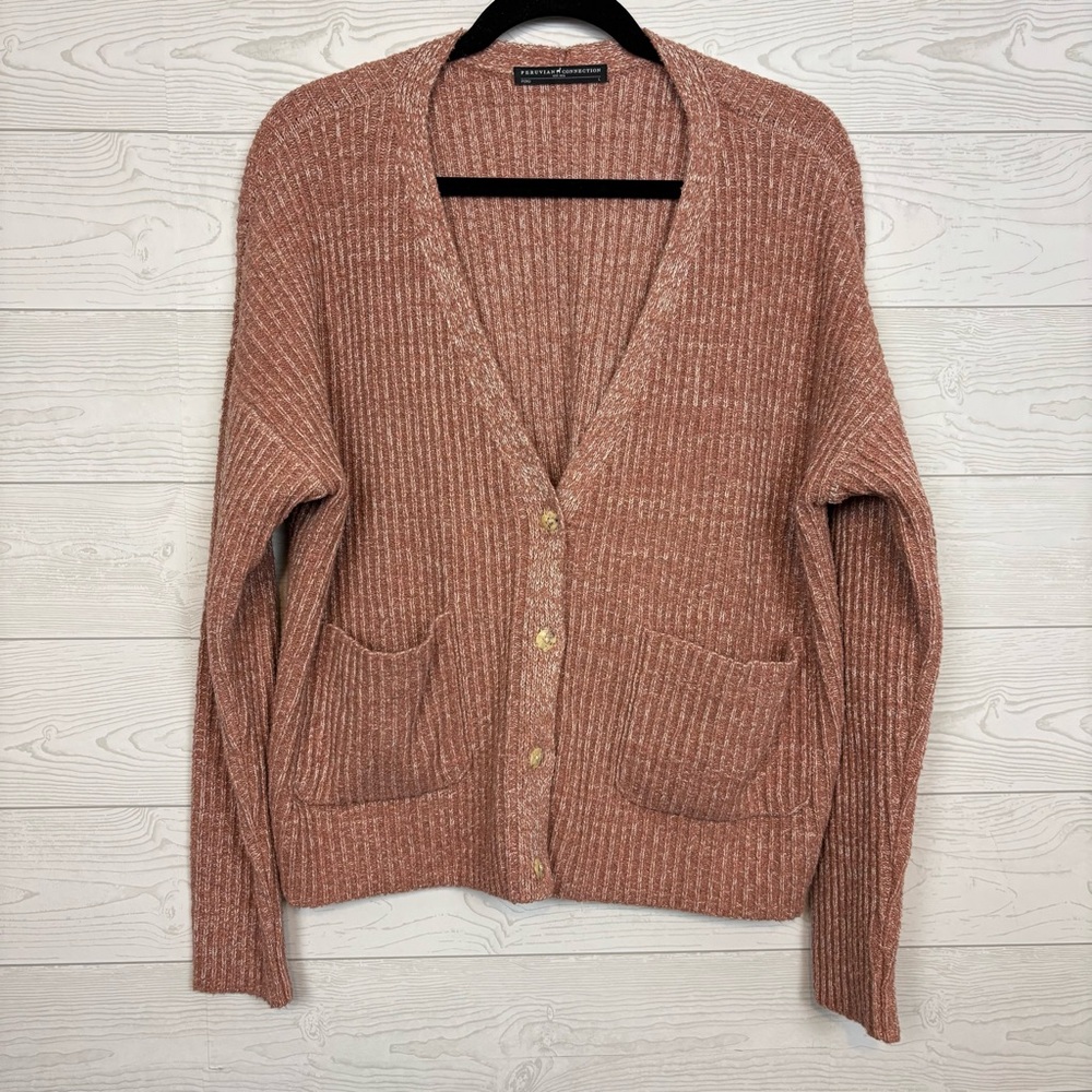 Peruvian Connection Pink Pima Cotton Chunky Knit Sweater Size Large